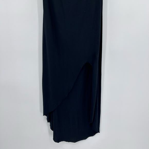 Haute Hippie Back Cut-out Maxi Dress Black Front Slit Rocker Women’s Size Small - Picture 6 of 11